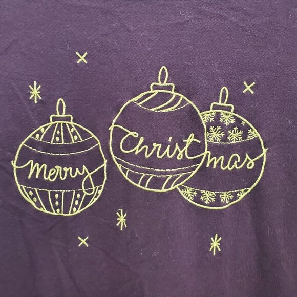 Celebrate Together‎ Women's Burgundy Gold Embroidered Merry Christmas Sweater XL - Picture 2 of 5